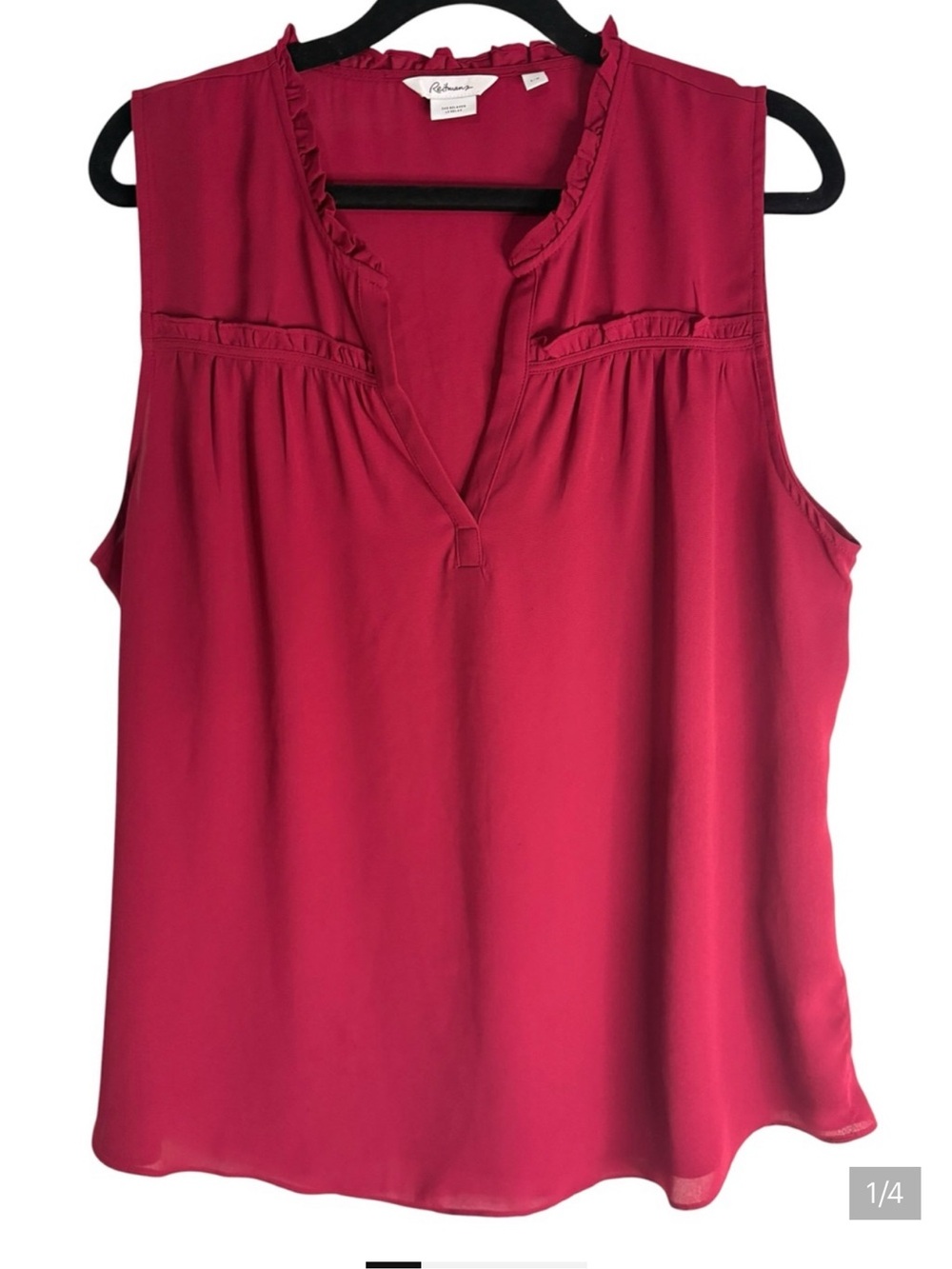 Reitmans The Relaxed Blouse Burgundy Ruffle Sleeveless Top L - Picture 5 of 5